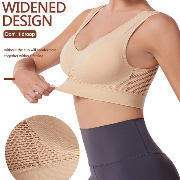 Hollow Sports BH For Women Hudvänliga Bekväma underkläder för inomhusträning White S