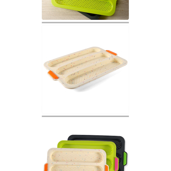 Perforerade silikonbaguetteschabloner Nonstick 3 våglimpor Rostat bröd baka stenciler för tårtmatlagning Multicolour