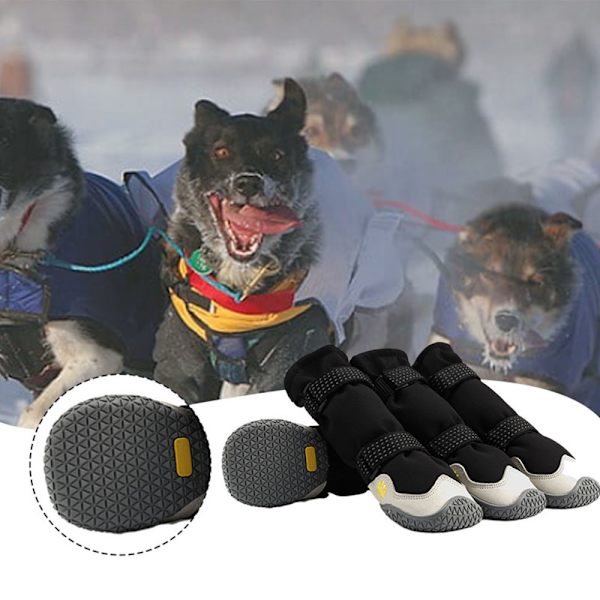 Vattentäta hundskor med reflekterande remsor Varma vindtäta anti-knäppa husdjursskor för liten medelstor hund Black and Red 6cm