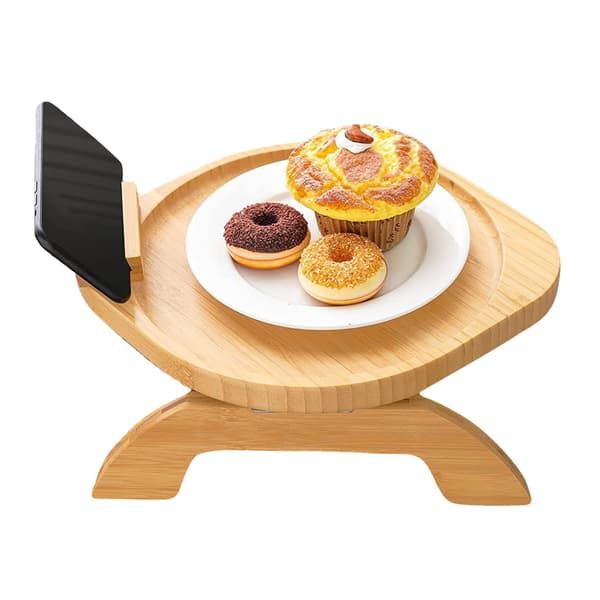 Träarmstöd Clips-On Bordssoffa Organizer bricka för kaffesnacks Elektronik Picture Section