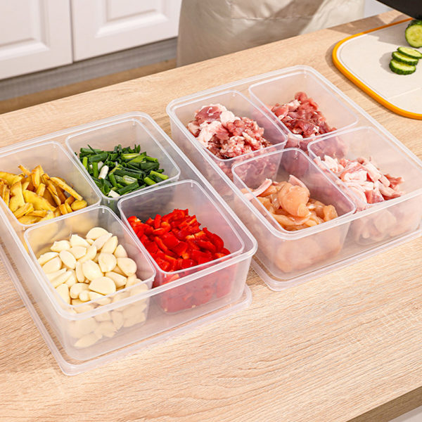 Multipurpose 4 i 1 konserveringsbox Set förseglad kyld organizer med lock Transparent