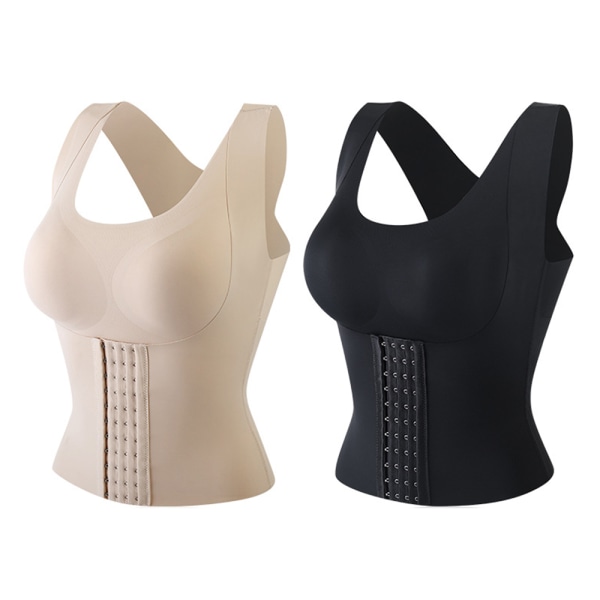 Kvinnor Andas Shapewear 4 i 1 främre spänne bröststöd bröststöd väst Black L