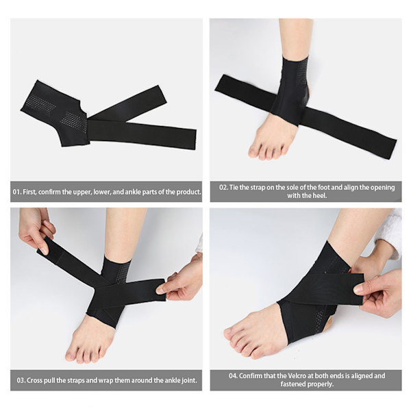 Pressure Ankel Support Brace Hudvänliga, bekväma strumpor för fitness Black M
