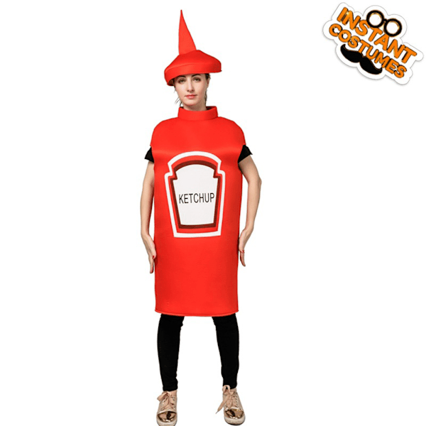 Senap Ketchup Flaska Maskeraddräkt För Vuxna Rolig Mat Tunika För Par Maskotar Outfit Fancy-Dress Kostym Ff293