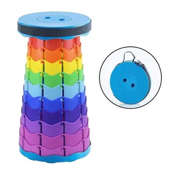 Bärbar Teleskopisk Fällbar Pall Lätt Bärbar Stol För Utomhuscamping RGB Blue