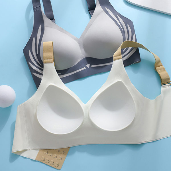 Lyftande Anti-Slappande Trådlös Push-Up BH Maskintvättbar Komfortunderkläder för Matchande Kläder Ligh Blue XL