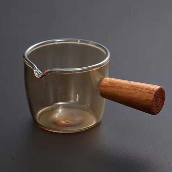 Trähandtag Anti- skållning Kaffekanna Mini Mjölkkanna Glas Kaffekanna Mjölkpanna Transparent Large