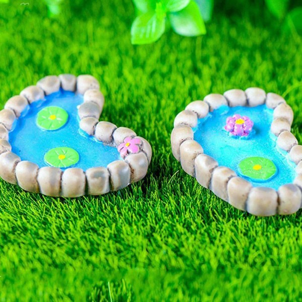 Pool Lotus Pond Miniatyr Bonsai Dekoration Hemma Trädgård Mini Leksak Hantverk Prydnadsföremål Micro Inredning DIY Present Heart-shaped