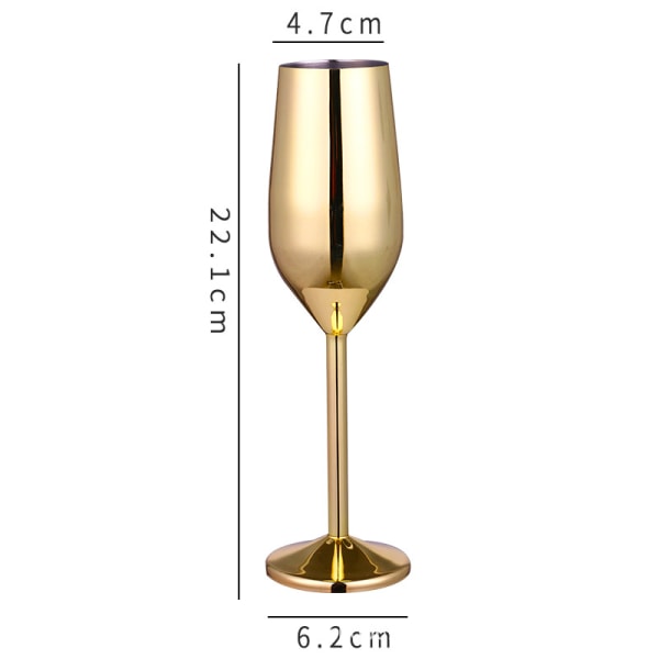 Rostfritt stål Champagnekopp Vinglas Cocktailglas Metall Vinglas Bar Restaurang Goblet Golden 200ml
