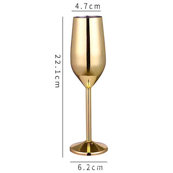 Rostfritt stål Champagnekopp Vinglas Cocktailglas Metall Vinglas Bar Restaurang Goblet Golden 200ml