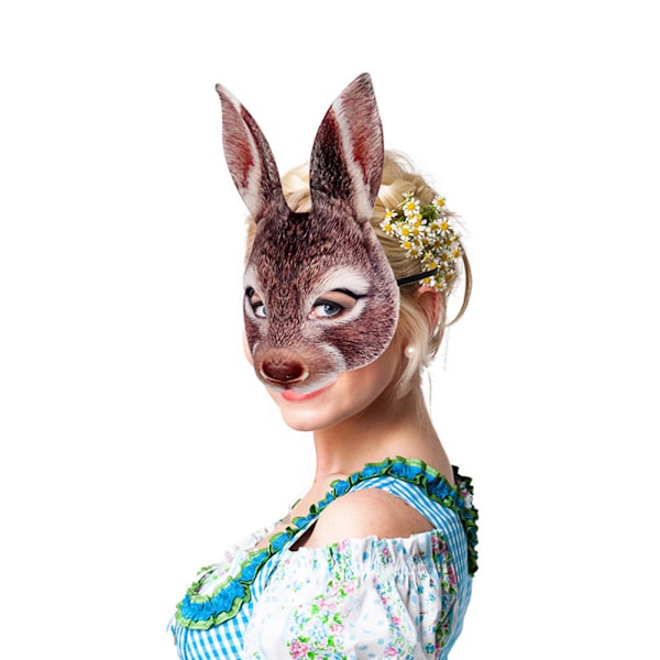 Halloween påsk Dressup Party Maskerad Kanin Mask Djur Mask Tecknad Mask Brown Rabbit One Size