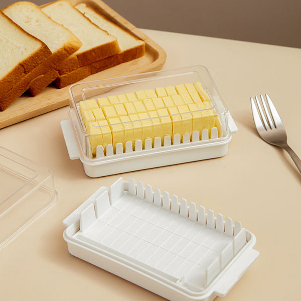 Genomskinlig plastsmörlåda med förseglad lock för enkel skärning av mångsidiga smörlåda för hemköket Yellow