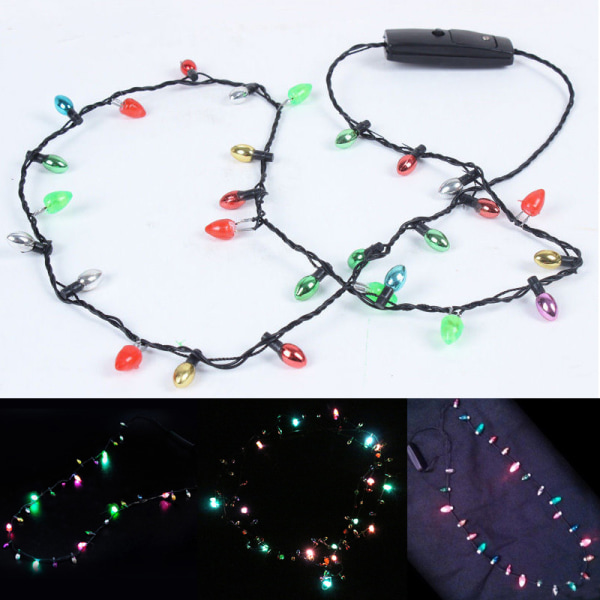 1 st Mini Blinkande Ljus Blinkande Julbelysning Kostymhalsband 8 LED-lampor