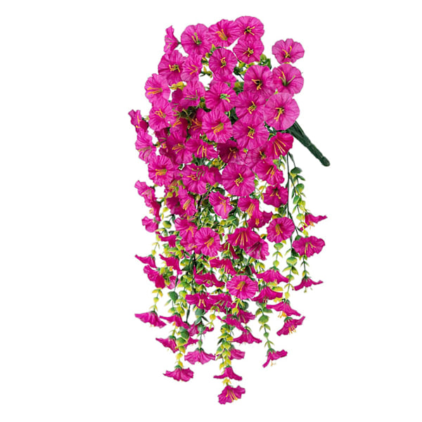 4 stk. Kunstige hængende blomsterplanter til udendørs dekoration, falske pragtblomster, UV-bestandige kunstige blomster Red Lotus