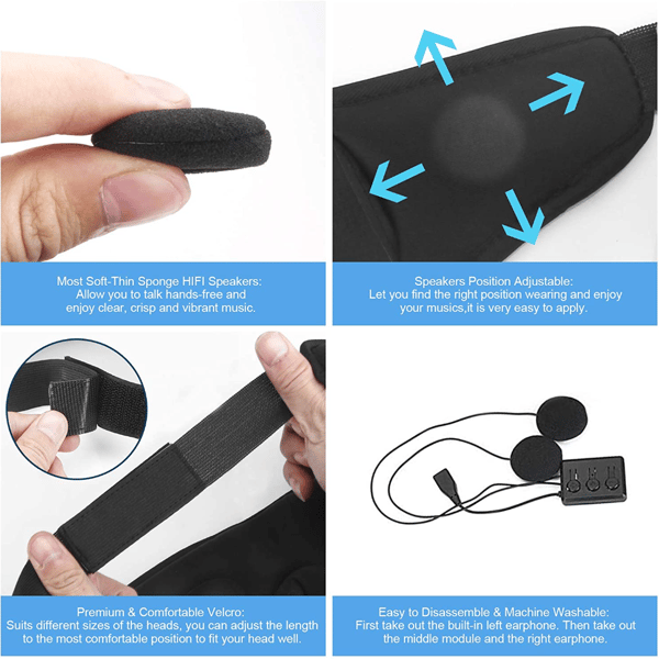 Trådlösa sovhörlurar Bluetooth 3D sovmask för resor, Gits för kvinnor män rosa