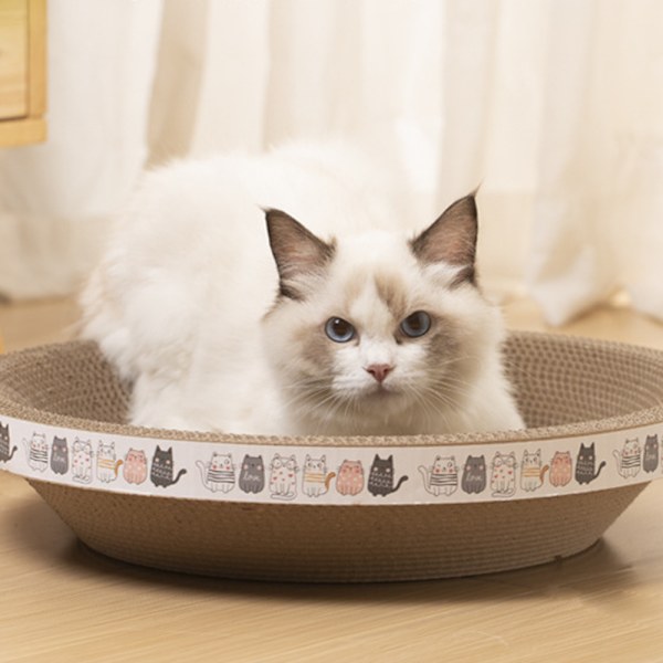 Skålformad kattskrapbräda med fiskleksaker Roliga bettsäker träning Kattleksaker för kattungar Katt husdjur elliptic Small