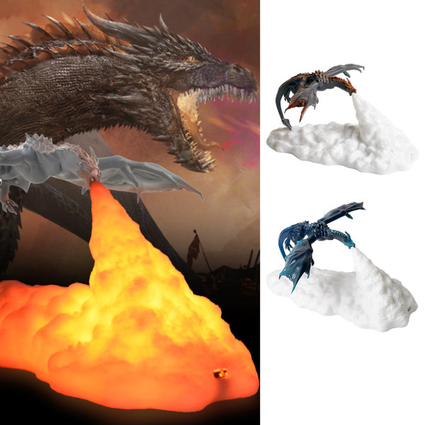 3D printed Fire Breathing Dragons Nattljus Hushållshållfast Sänglampa För Vardagsrum Sovrum Ice Dragon