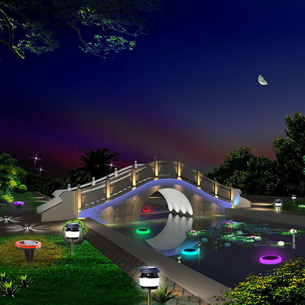 Amfibiska Solar Lights Utomhus LED Vattentät Lampa För Trädgård Trädgård Uppfart Pool Inredning Multicolour