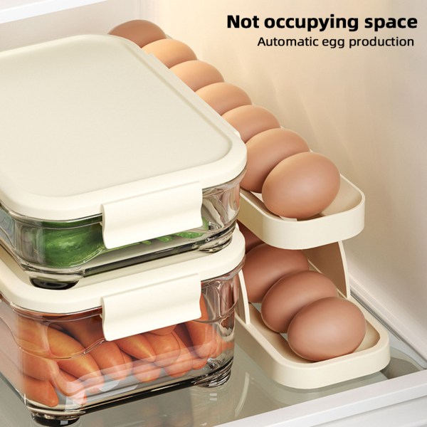Rullande äggdispenser med dubbla lager sparar utrymme Äggförvaringsställ för hemkök 2PCS