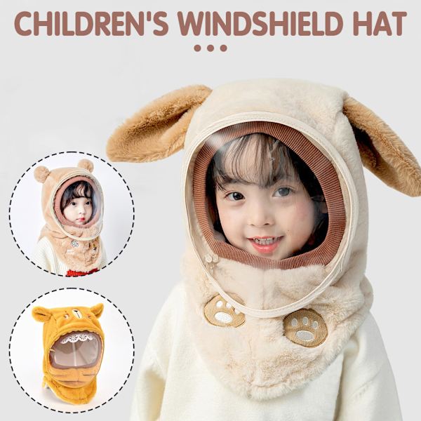 Söt tecknad mask cover hatt Anti-dimma värmande utomhus hatt för shopping Rice White Rabbit ears