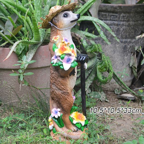 Meerkat Trädgårdsdekoration Resin Hantverk Staty Realistiska djurfigurer för Home Garden Courtyard Lily Rake Mongoose