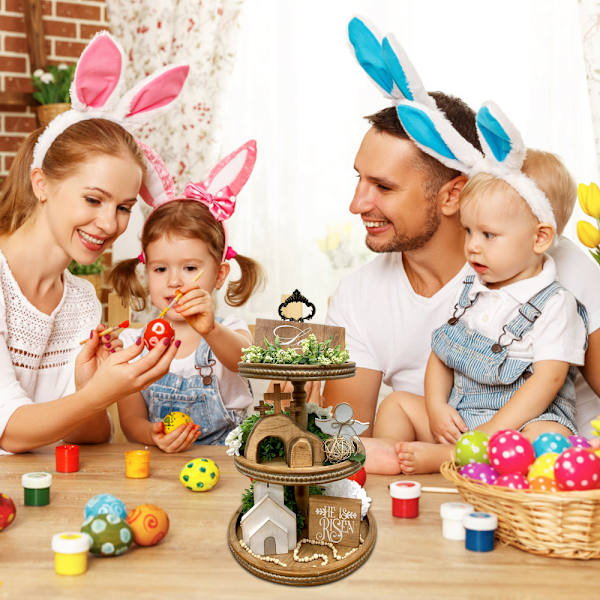 Jesus Tomb påsk bricka Bundle Kit Scen Ornament Trästaty Heminredning A