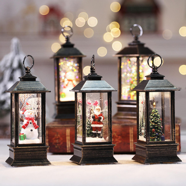 Den bästa presenten LED Christmas Crystal Lights Rotate Glitter Xmas Small Lantern Batteridriven lampa Christmas Tree