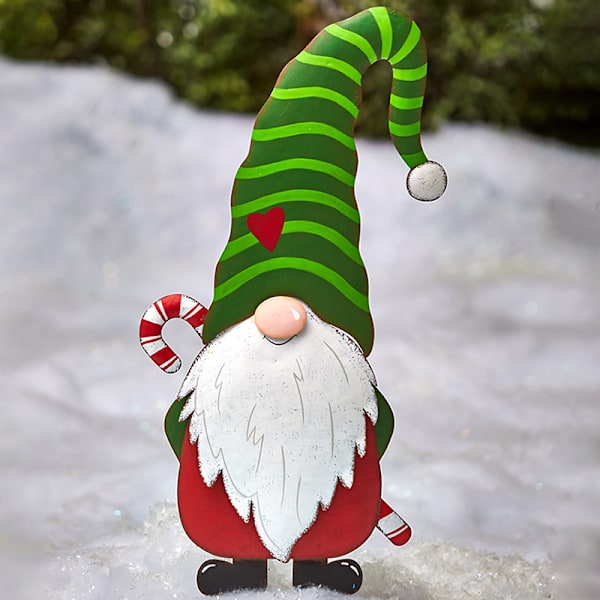 Metall Gnome Yard Stake Juldekorationer Utomhus Stake Uteplatsdekor 5