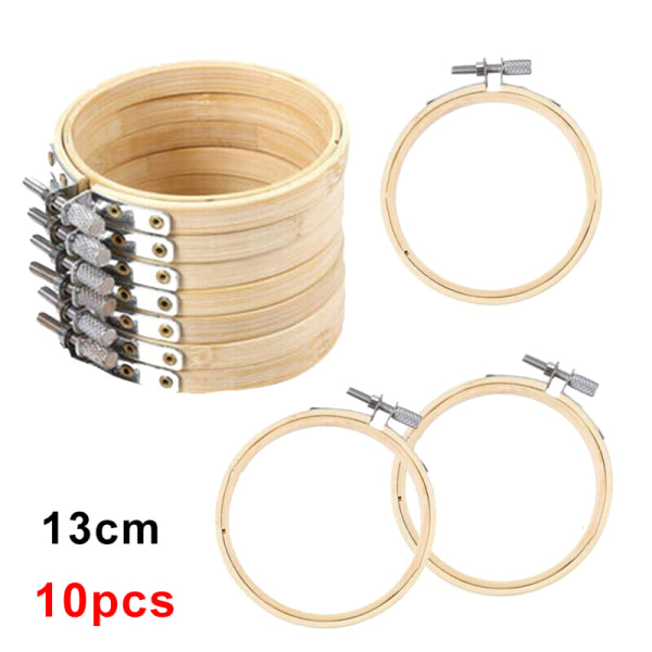 10 st DIY Cross Stitch Brodery Circle Justerbar Bambu Hoop Ring Support 13cm