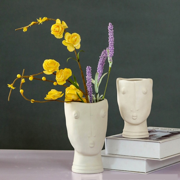 Keramiska växtkrukor Abstrakt ansiktskonstvaser Keramiska blomkrukor för hemmets balkongdekoration Right Face