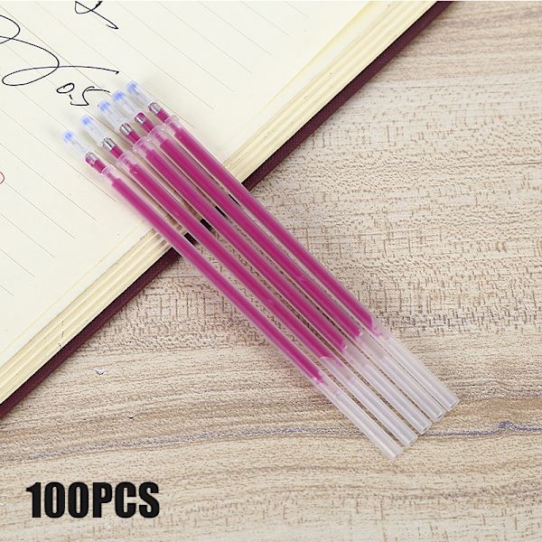 100 st värmeraderbar penna med hög temperatur försvinnande tygmarkeringspåfyllning Rose Red