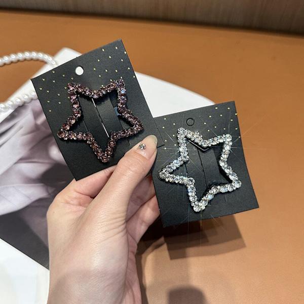 Rhinestone Blings Snaps Hårklämmor Spännband Med Stjärnform Personlig Elegant hårnål För Kvinnor Flickor 4pcs Set