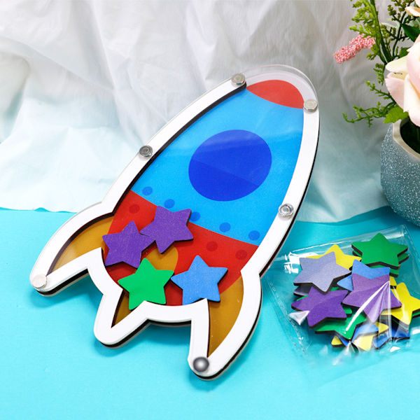 Rocket-Shape Stars belöningsburkar för barn Odla goda vanor Stars belöningsflaska för hus Rocket