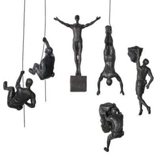 Väggdekoration Nordisk stil Retro Man Klättervägg Bakgrund Väggdekorationer Hängande staty Vardagsrum Bakgrund Copper Black A