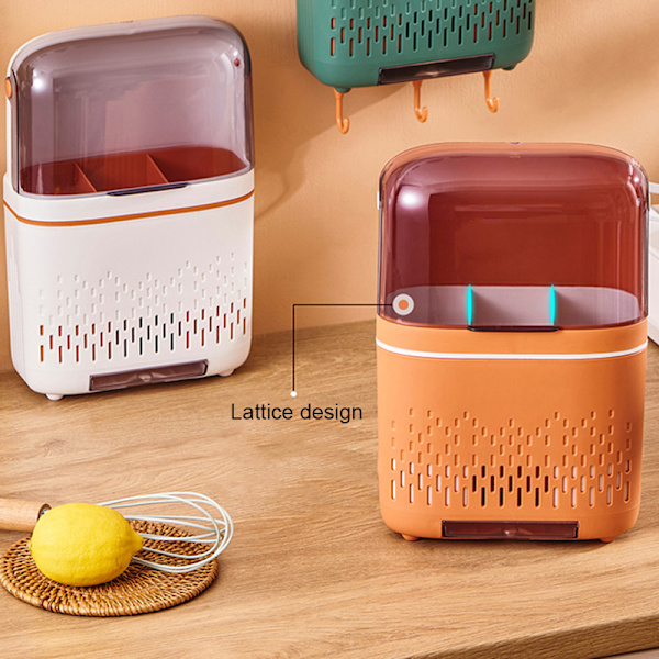 Hängande ätpinnehållare Bestick Organizer Köksredskap Torkställ Korg med krok för hushåll 1 With Cover