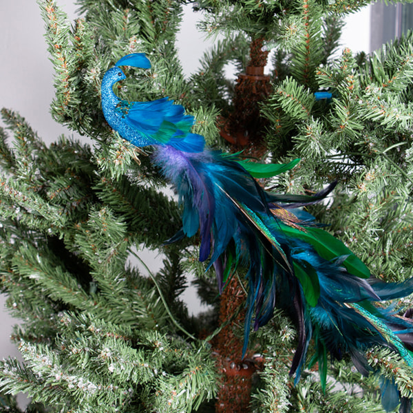 Christmas Simulation Peacock Pendant Long Tail Peacock Xmas Tree Hängande Dekor 1