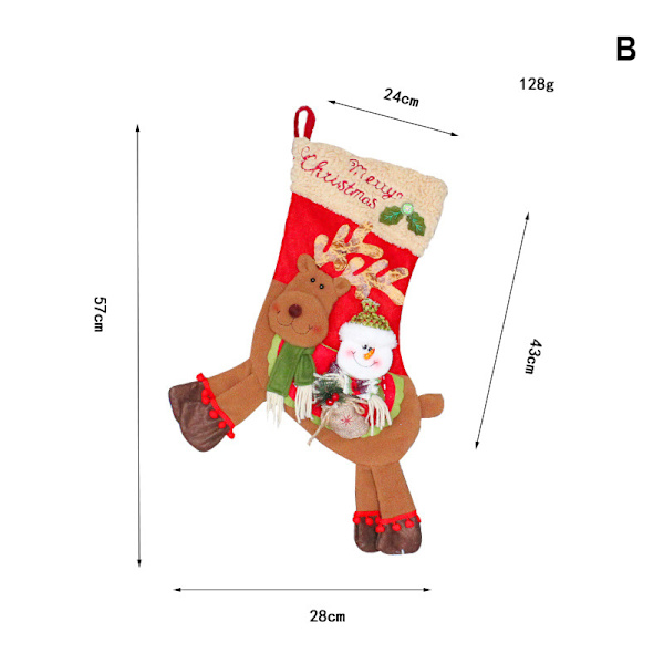 Stora julstrumpor Älgform dekorativa strumpor Julgranshänge Xmas Heminredning B