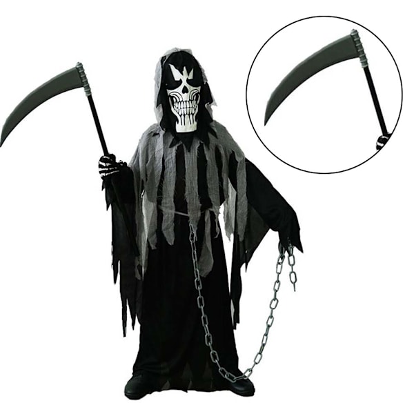 Halloween Grim-Reaper Cosplay Kostym för Pojkar Temafest Rollspel Kostym Rekvisita EE371 L