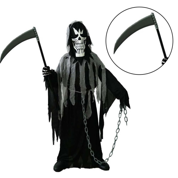 Halloween Grim-Reaper Cosplay Kostym för Pojkar Temafest Rollspel Kostym Rekvisita EE371 M