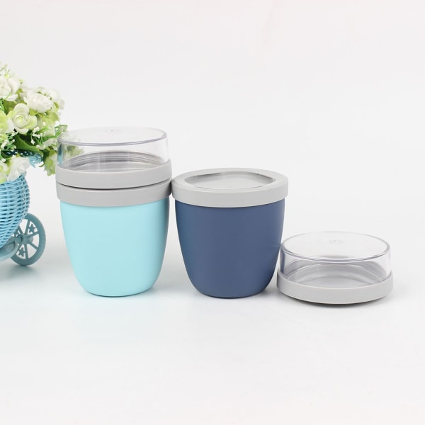 2-delad Fresh-Keeping Cup Set Lätt förseglande förvaringsflaska för hemköket Blue Gray