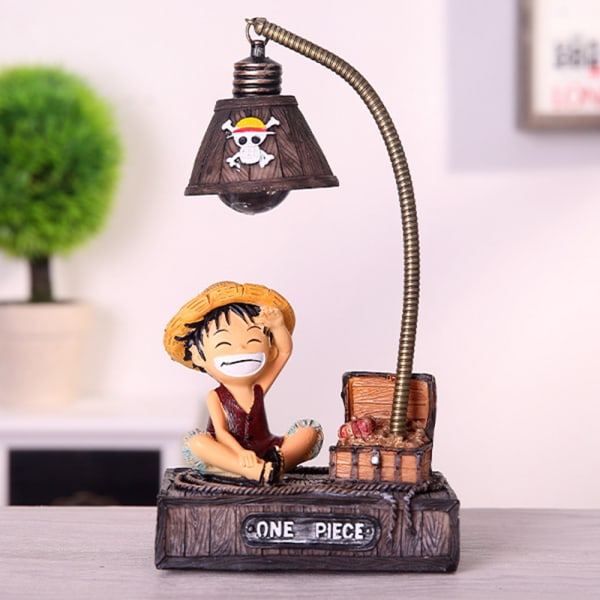 Ett stycke modell lampa harts japansk anime staty bordsprydnad med ljus Monkey D Luffy