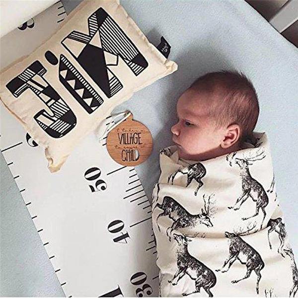 Höjdmät linjal för barn trävägghängande tillväxtdiagram dekorativa rekvisita Baby födelsedagspresent A