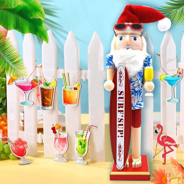 Beach Santa Wood Nötknäppare Stora unika dekorativa prydnader för festlig julbordsdekor Ll0047