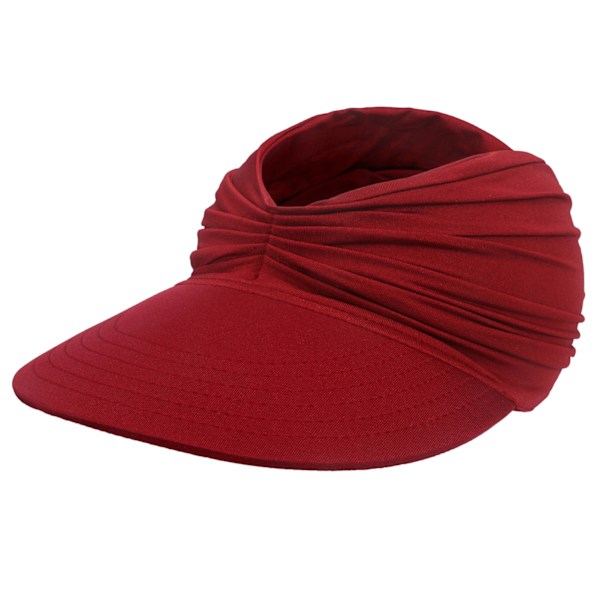 Sommar Dam Solhatt Hopfällbar Stor Brätte Solskärm Hattar Dam Sommar UV-Skydd Strandkeps Red Wine