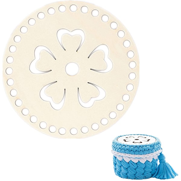 2 ST Träplattor för stickning Virkad vävd korgpåse Botten/ Cap Vävning Craft Shaper med hål för DIY 6
