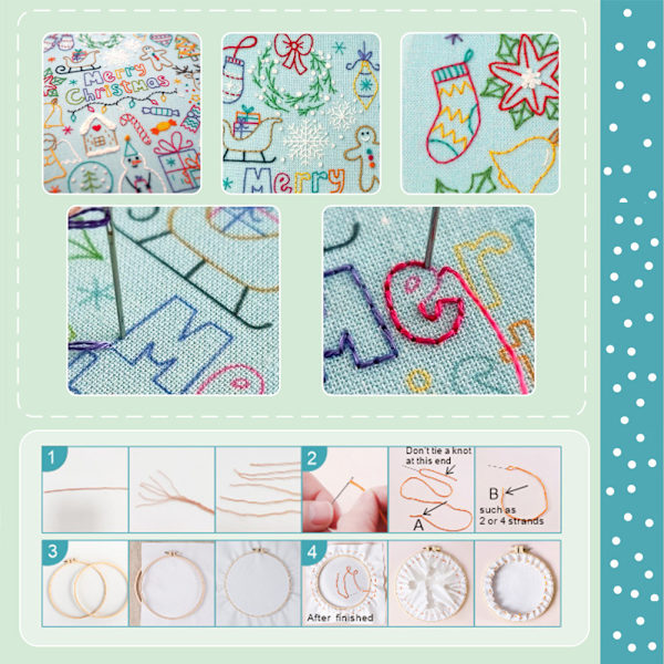 24 Adventsdagar Handbroderi Kit Färgglad sömnad Målning Tillverkningsverktyg Nyhet Julklapp Color