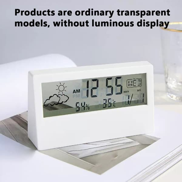 Digital Väckarklocka Luftfuktighet Temperatur Datum Kalender Multifunktionell Termometer Hygrometer Black Transparent
