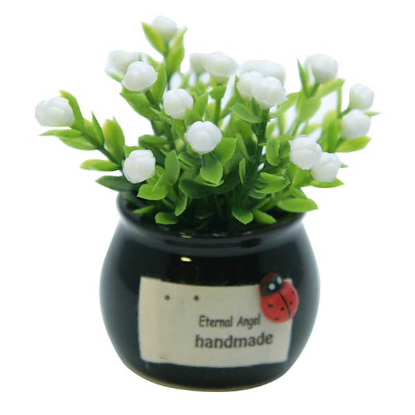 1 st Konstgjorda minikrukväxter Heminredning Lucky Fruit Bonsai Krukblommor Rice Cracker White