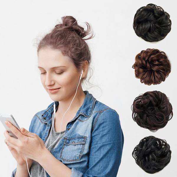 Simulering Peruk Scrunchies Charmiga snygga hårförlängningar för kvinnor tjejer Dark Bown