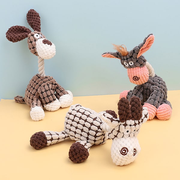Pet Dog Bittålig plyschleksak Multifunktionell hundtuggleksak Rolig interaktiv hundleksak Pink Donkey